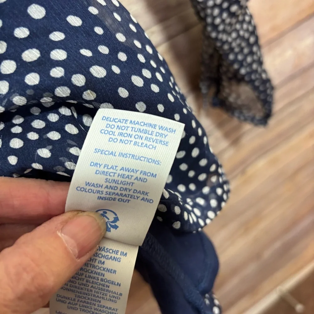 Boden Blue Polka Dot Blouse Size 6